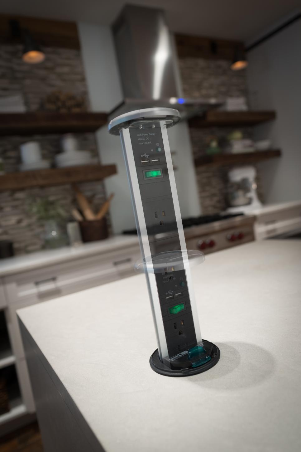Pop-Up Charging Station in Kitchen Island Pop-Up Charging Station in Kitchen Island