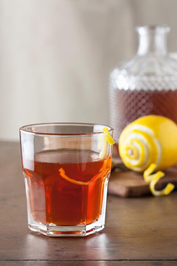 Classic Sazerac Cocktail on a Wooden Table