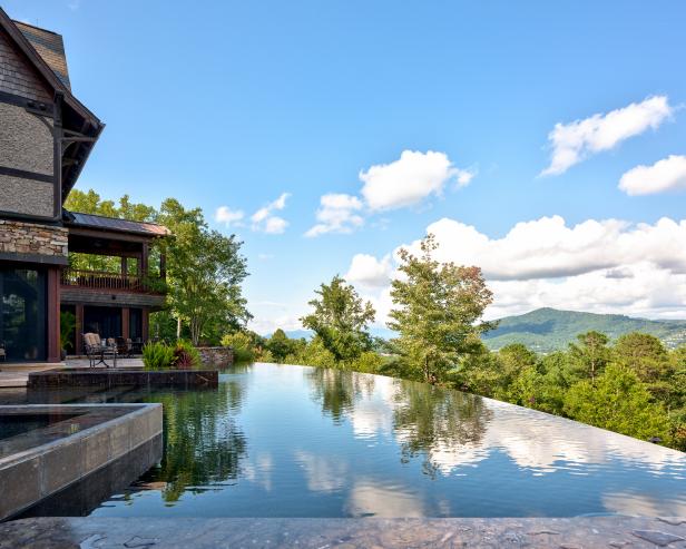 Infinity Pool Overlooks Mountain Range Infinity Pool Overlooks Mountain Range