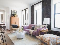 Gorgeous Lilac Sofa Wows in Urban Living Room