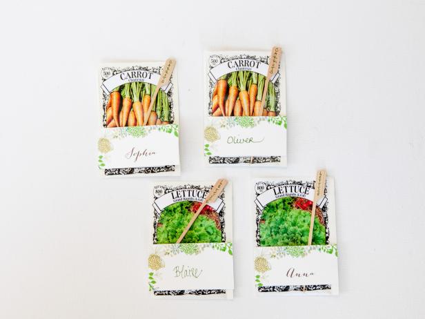 Encourage guests to plant an outdoor or their own window garden this season by gifting them seed packets that double as place card holders.