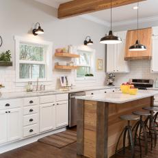 White Country Kitchen With Wall Clock