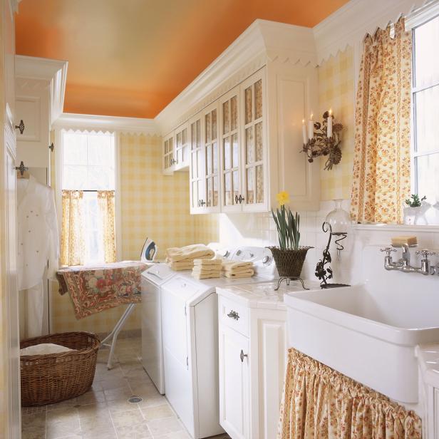 Yellow Cottage Style Laundry Room Yellow Cottage Style Laundry Room