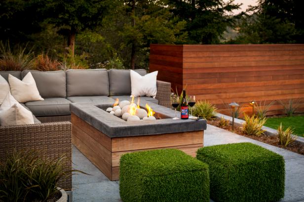 Contemporary Patio With Green Ottomans Contemporary Patio With Green Ottomans