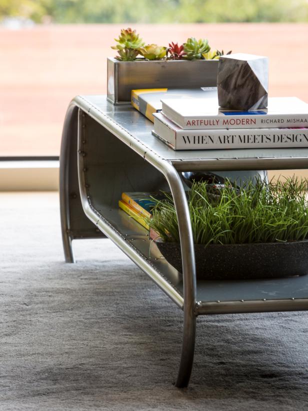 Metal Coffee Table With Two Planters Metal Coffee Table With Two Planters