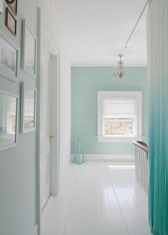 Blue Hall With White Wood Floors Blue Hall With White Wood Floors