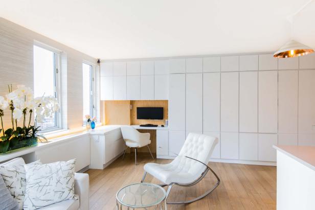 Living Room With Built-In Storage and Workspace Living Room With Built-In Storage and Workspace