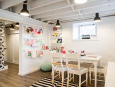 White Contemporary Kids Studio With Craft Table