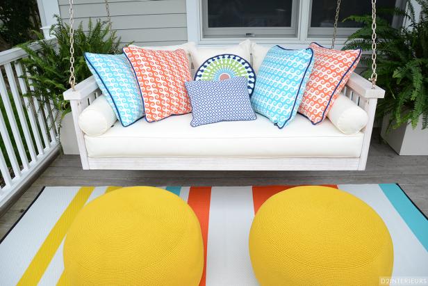 Vibrant Color and Pattern Enliven Classic Porch