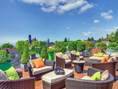 Rooftop Deck Has Multiple Sitting Areas for Taking in Seattle View