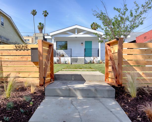 Wood Fence and Gate and White Exterior Wood Fence and Gate and White Exterior