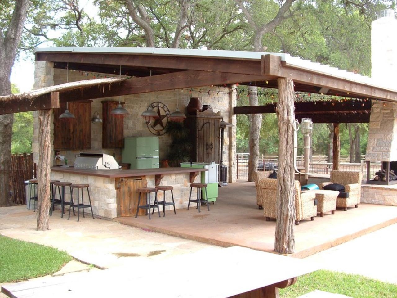 ranch style entertaining a rustic covered outdoor kitchen 