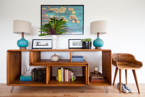 Entryway With Midcentury Bookshelves Entryway With Midcentury Bookshelves