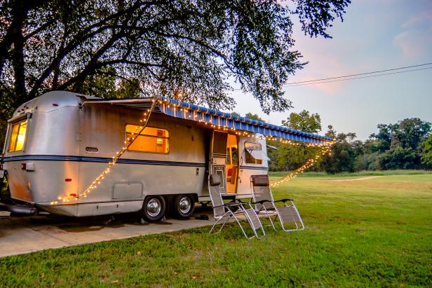Trailer With String Lights at Night Trailer With String Lights at Night