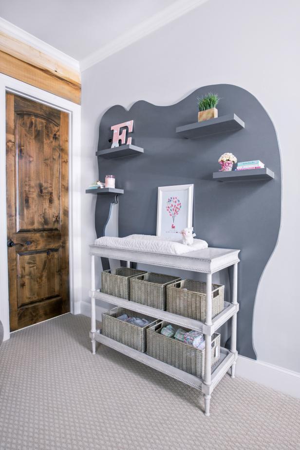 White Changing Table and Custom Elephant Shelf White Changing Table and Custom Elephant Shelf