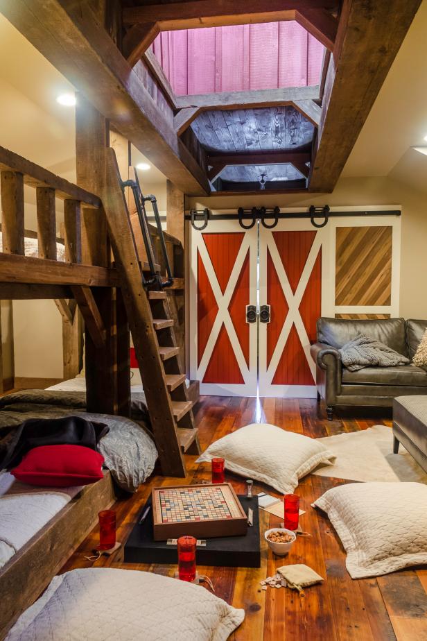 Neutral Rustic Kid's Room With Barn Door Neutral Rustic Kid's Room With Barn Door