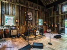 Musical Stage With Instruments at Revamped Barn Entertainment Space