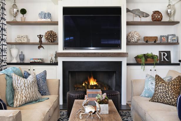 Neutral Coastal Living Room With Fireplace Neutral Coastal Living Room With Fireplace