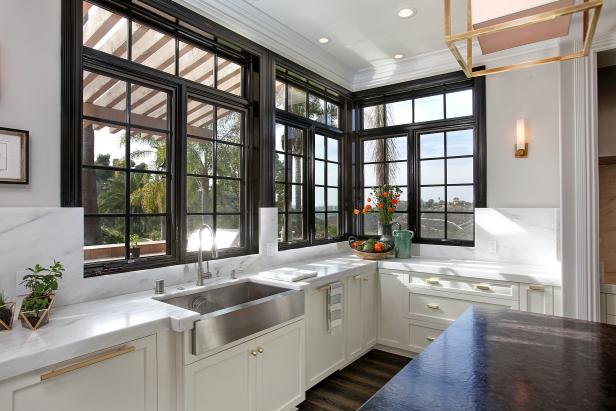 Kitchen Sink With Black Windows Kitchen Sink With Black Windows