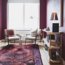 Light-Filled Seating Area in Stylish Purple Home Office