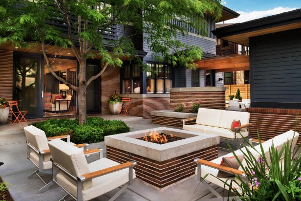 Delightful Backyard with Gas Fire Pit Delightful Backyard with Gas Fire Pit