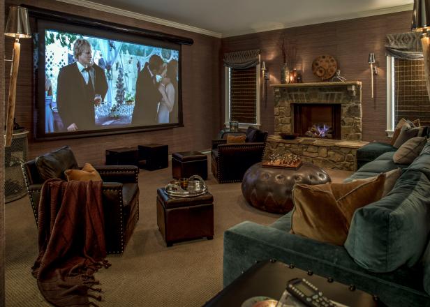 Cozy Media Room With Projection Screen Cozy Media Room With Projection Screen