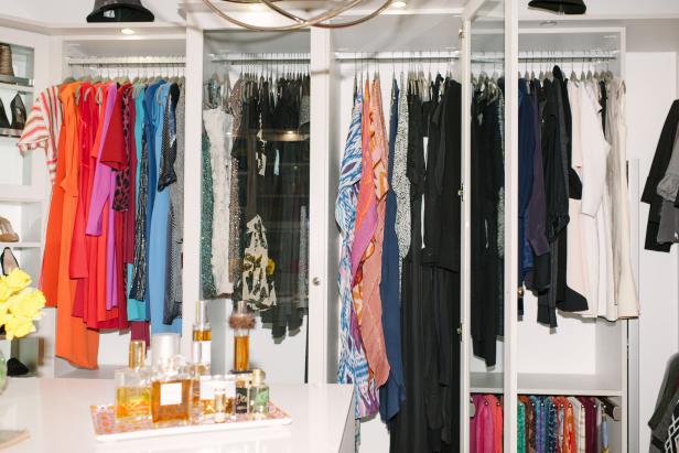 White, Modern Closet with Custom Storage White Modern Closet