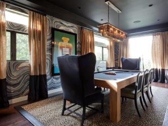 Eclectic Combination Billiards and Dining Room