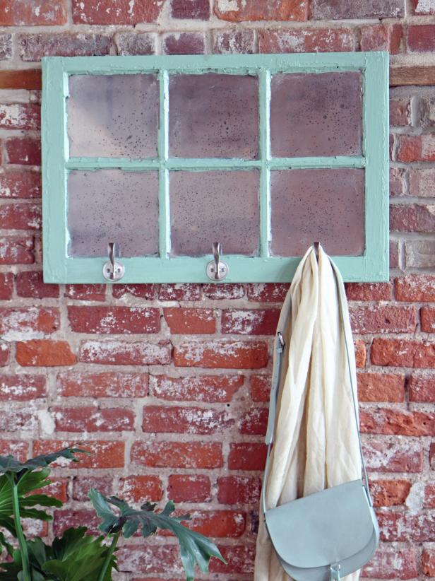 Mercury Glass Window With Hooks Mercury Glass Window With Hooks