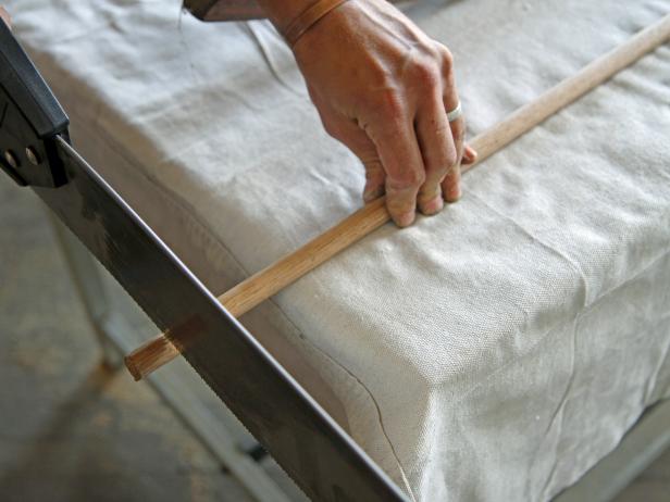 Cut the dowel on the 1” mark using a hand saw.