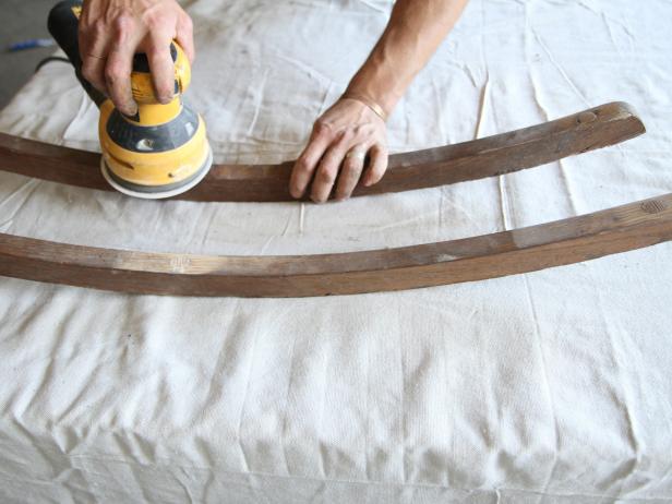 Lightly sand the rockers with 220-grit sandpaper.