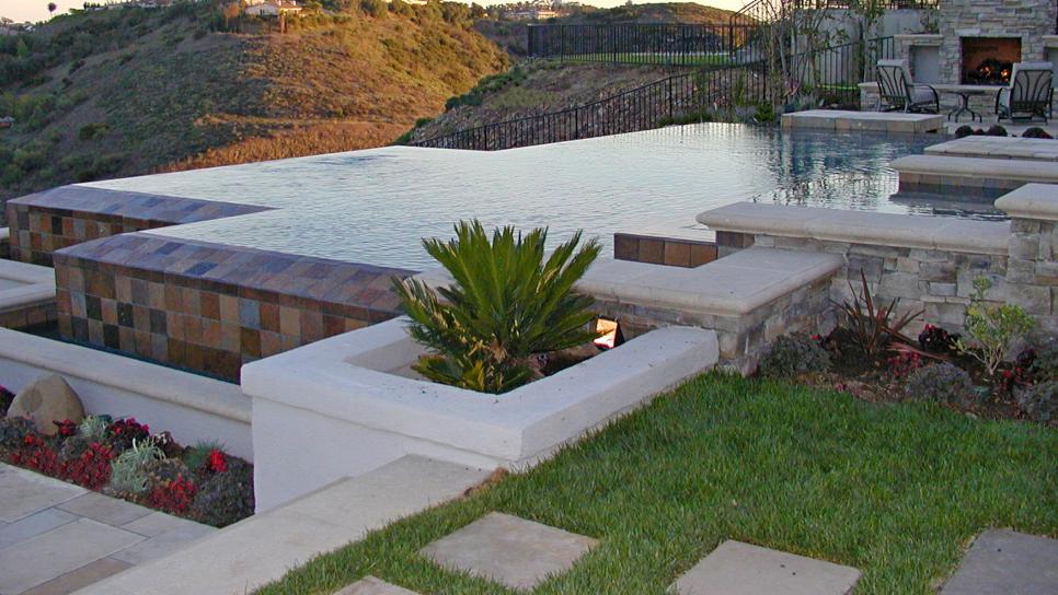 Contemporary Infinity Pool in California Hills Contemporary Infinity Pool and Patio