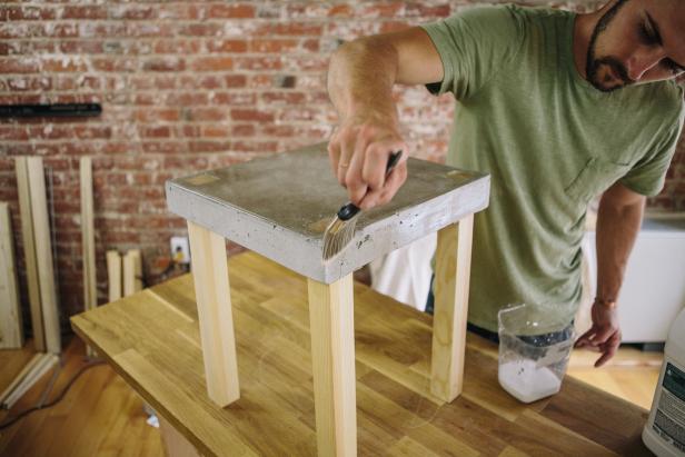 Apply sealant on entire piece with a paintbrush to protect all surfaces.