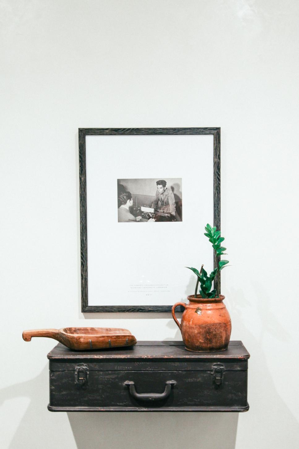 Mexican-Inspired Vignette Mounted Vintage Suitcase Topped With Mexican Accessories