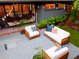 Modern Seattle Courtyard with Stone Pavers, Lighting and Seating
