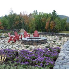 Rustic Outdoor Space with Stone, a Fire Pit and 