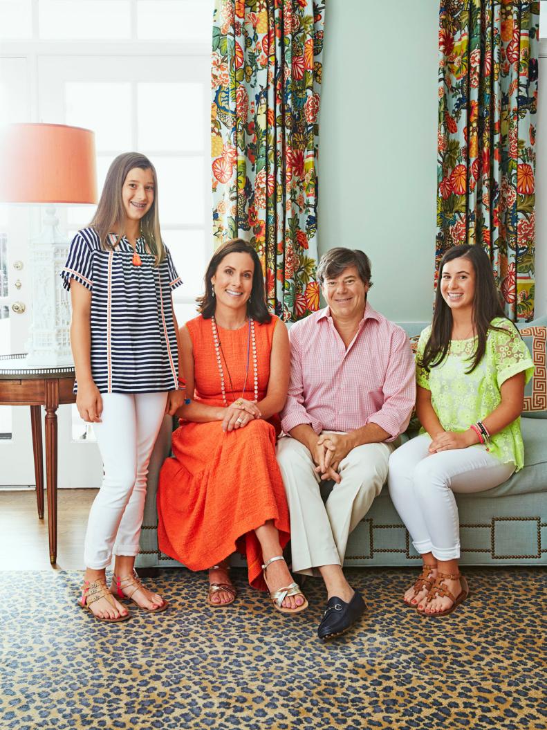 Wilkinson Family in Colorful North Carolina Living Room