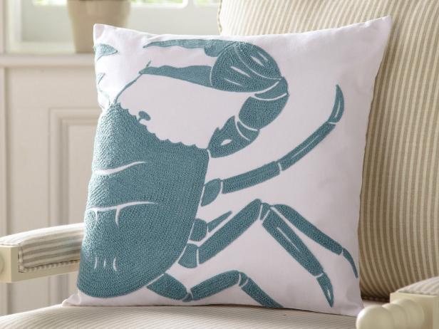 Crab Undersea Pillow Coastal Decor