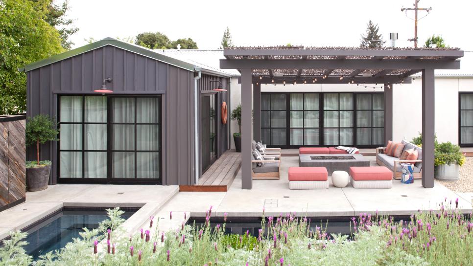 Contemporary Gray Pergola Gray and White Contemporary Patio