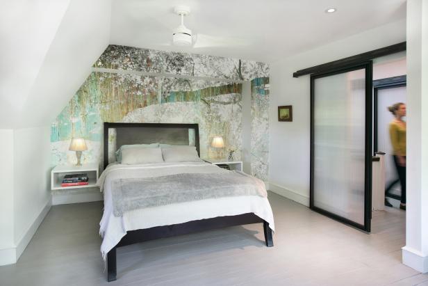 Contemporary Bedroom With Nature-Inspired Accent Wall Contemporary Bedroom With Nature-Inspired Accent Wall
