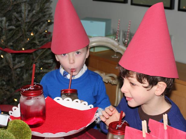 Children Wearing Red Gnome Hats gnome party