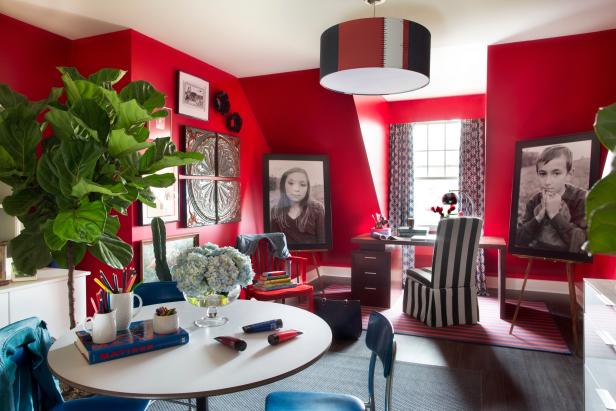 Bold Red Crafting and Home Office Space With Patriotic Theme Bold Red Crafting and Home Office Space With Patriotic Theme