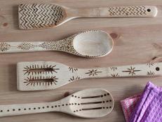Wood burning is a great way to dress up bamboo kitchen tools: It won't wash off, gets better with age and can create one-of-a-kind designs. Upgrade your utensils in an afternoon with a little DIY elbow grease.