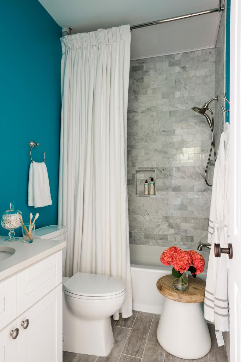 HGTV Dream Home 2017: Blue Transitional-Style Bathroom With Tub/Shower
