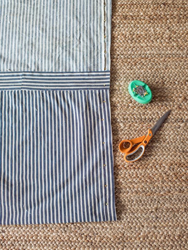 Sew along pin line, removing pins along the way. Trim excess seam allowance and loose threads. Turn cover right-side-out.
