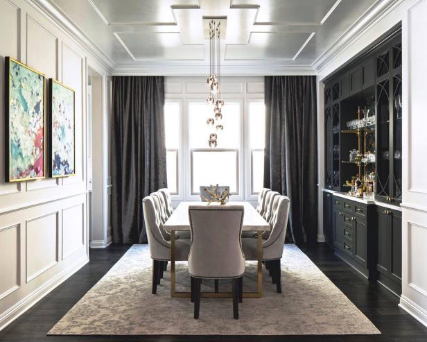 Black and White Transitional Dining Room