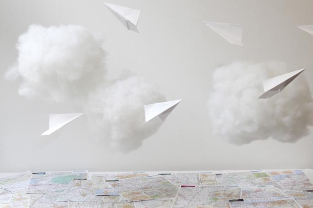 DIY Hanging Clouds - Travel Themed Baby Shower Decorations DIY Hanging Clouds - Travel Themed Baby Shower Decorations