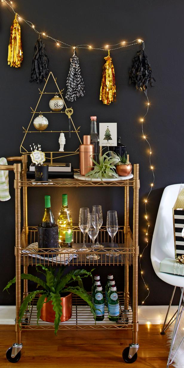 Gold Bar Cart Styled for a Party Gold Bar Cart Styled for a Party