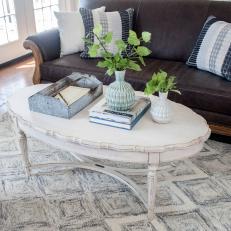 Cottage Living Room With White Coffee Table