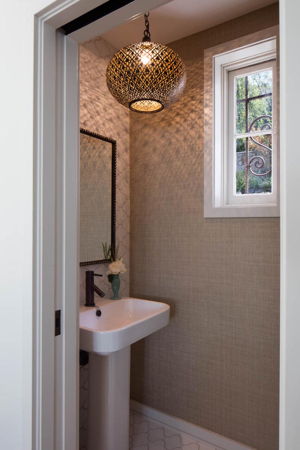 Neutral Moroccan Powder Room Moroccan Powder Room